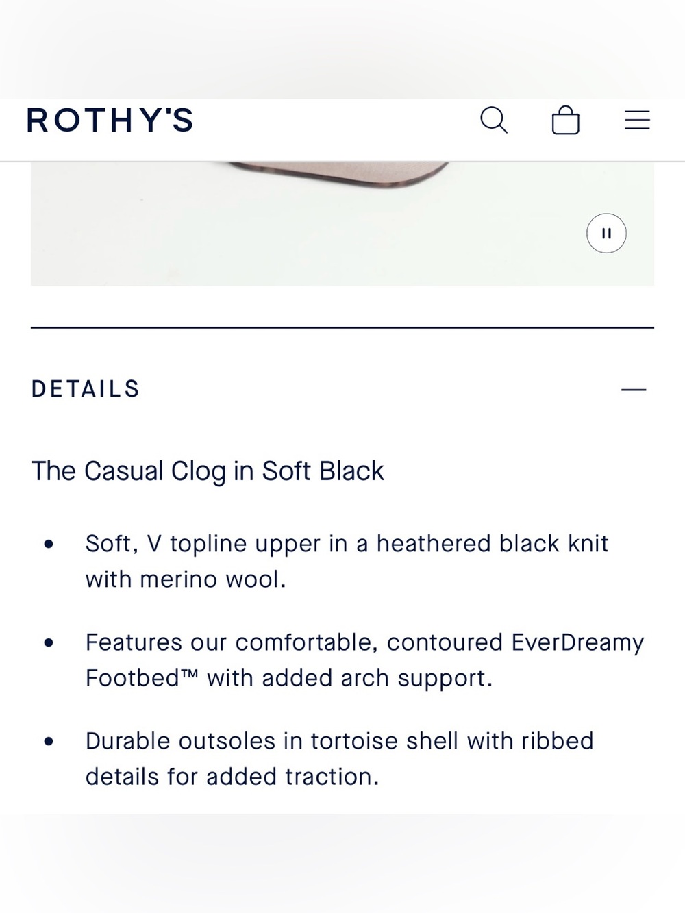NWOT Rothy’s Casual Clog in Soft Black, Size 8 - Picture 9 of 9
